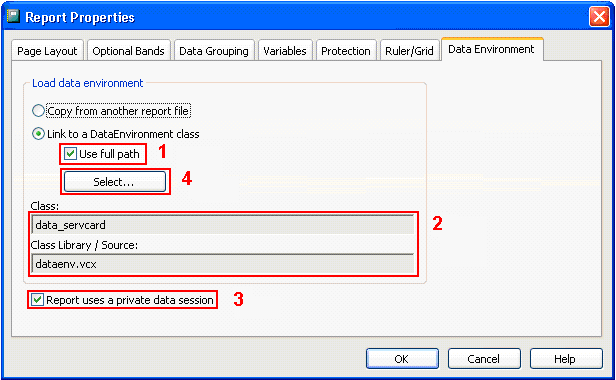 Data Environment Tab