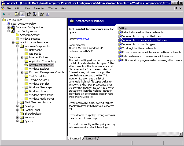 Group Policy Window