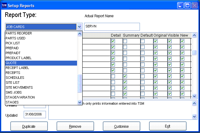 Report Type Selection