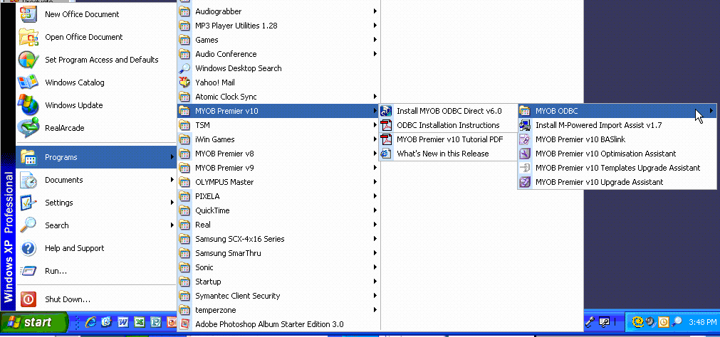 MYOB ODBC Program Group