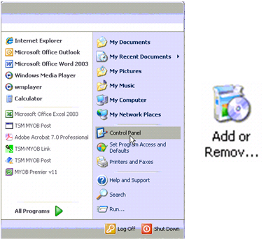 Add/Remove in Windows XP