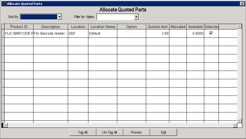  Allocating the quoted parts.