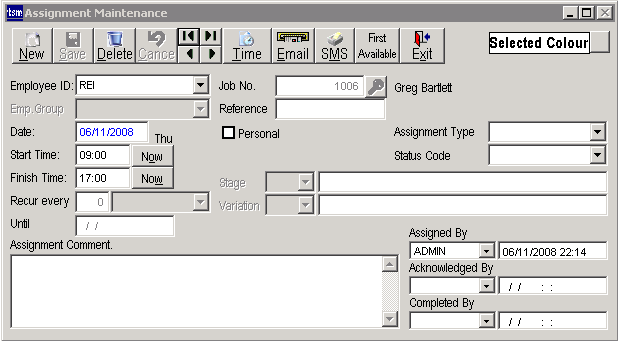 Assignment module featuring an assignment record.