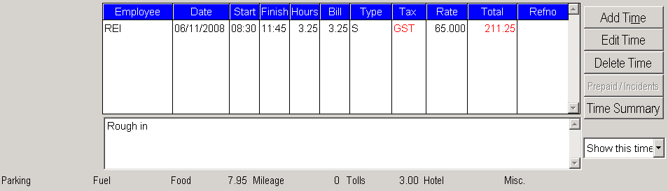 Timesheet detail