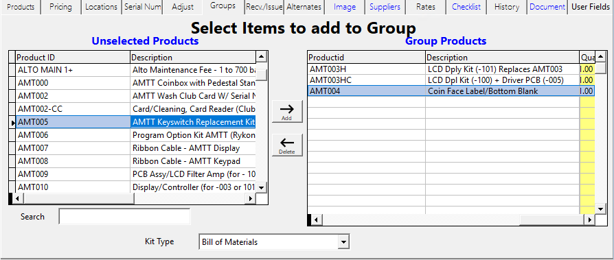 Groups tab