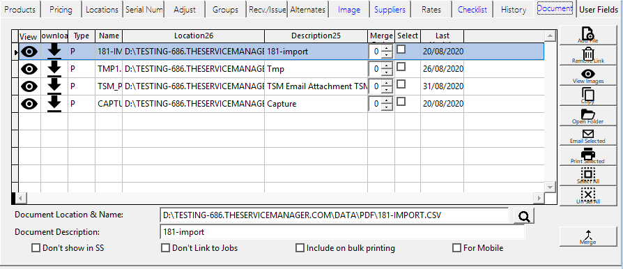 Documents tab