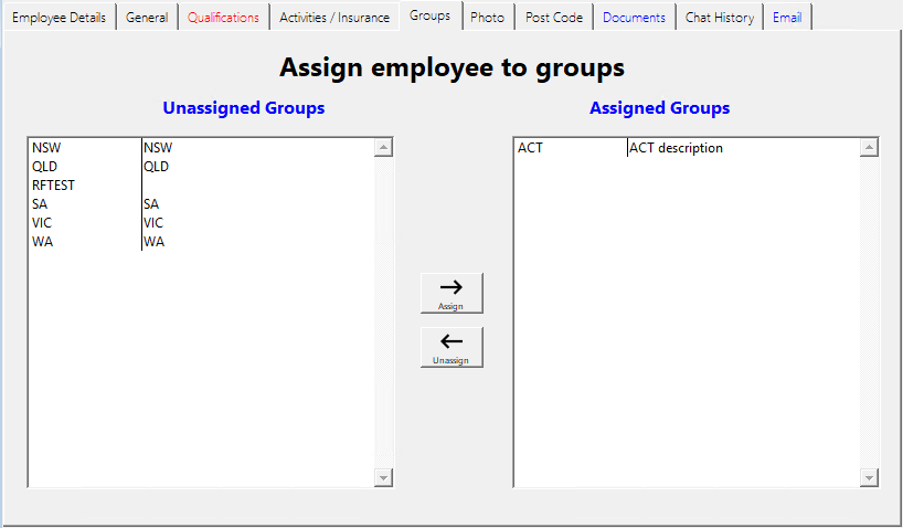 Groups tab