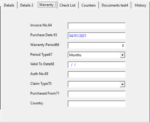 Warranty tab