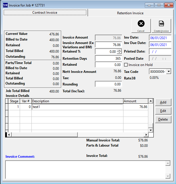 Contract Invoice Module