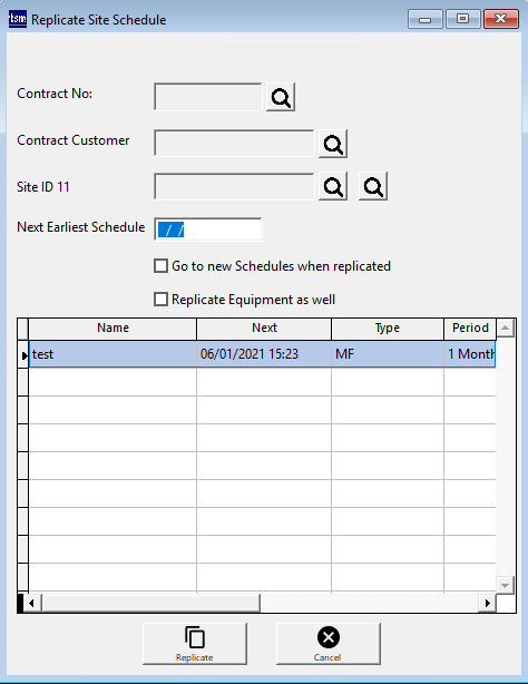 Replicate Schedules dialogue