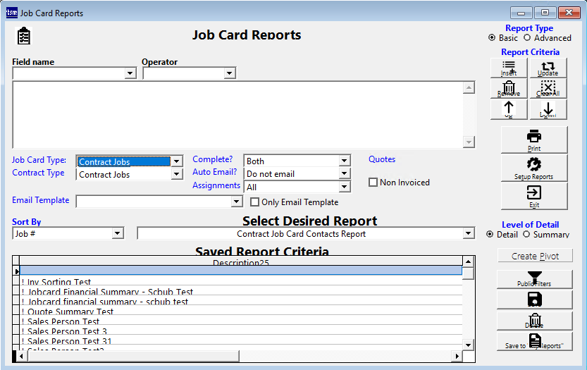Job Card Reports