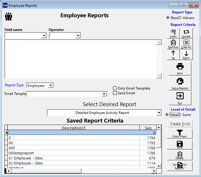 Employee Report Screen