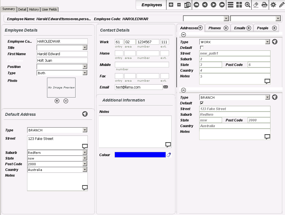 The Employee Module Screen