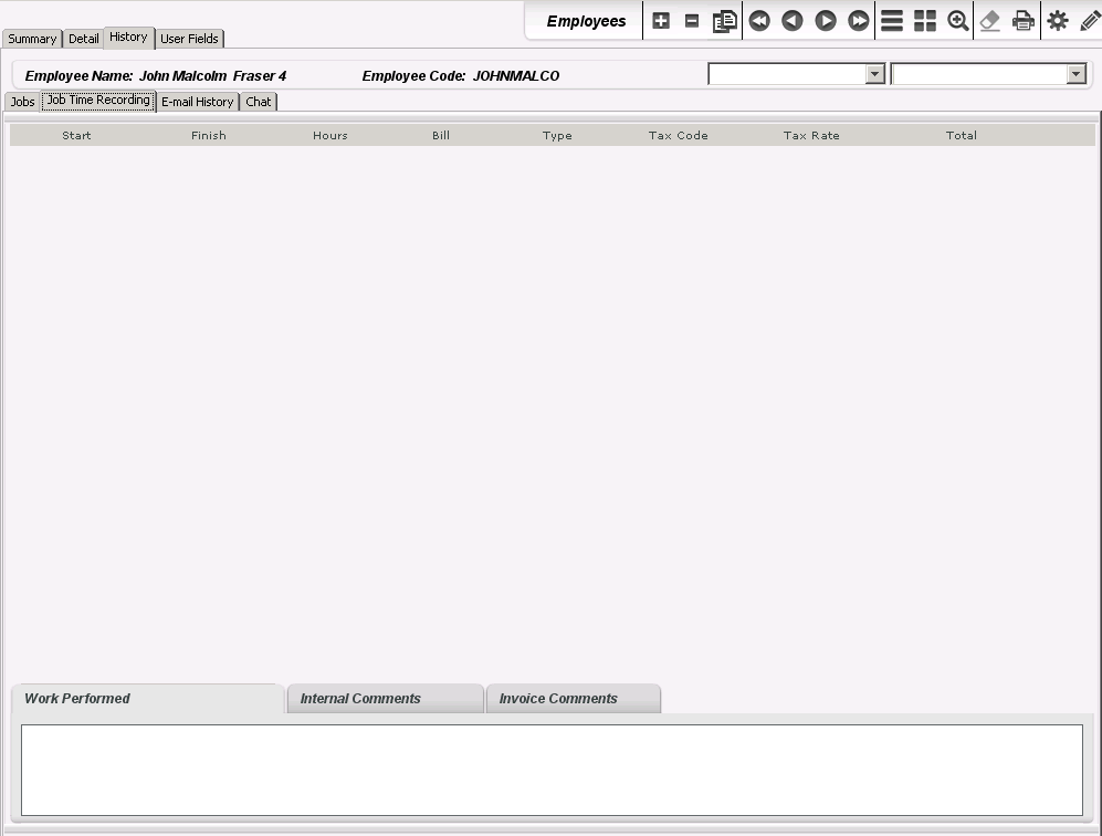 The Employee Module History tab