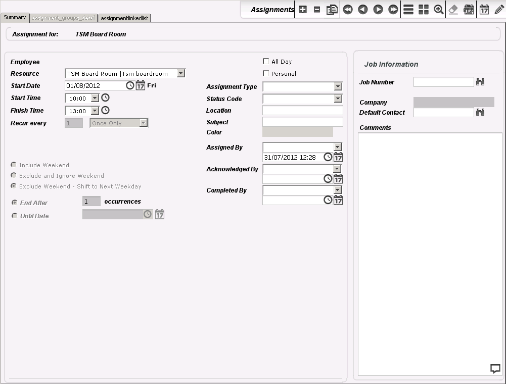 The Assignments Module Screen