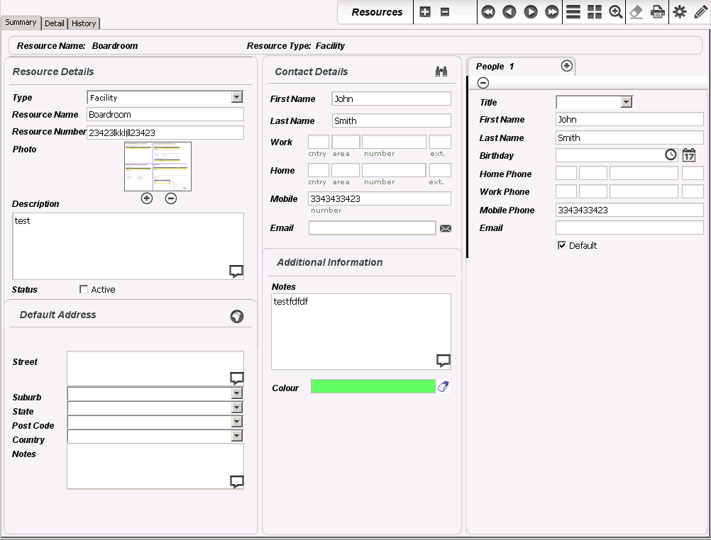 The Resources Module Screen